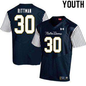Notre Dame Fighting Irish Youth Jake Rittman #30 Navy Under Armour Alternate Authentic Stitched College NCAA Football Jersey FHC0299VY